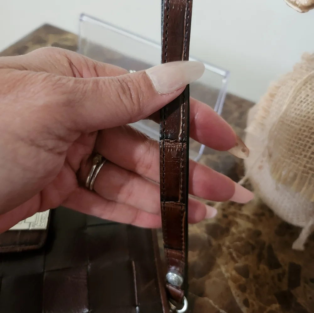 Brighton Brown Woven Leather Kisslock Wallet/Wristlet EUC - Picture 6 of 16